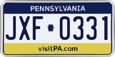 PA license plate JXF0331