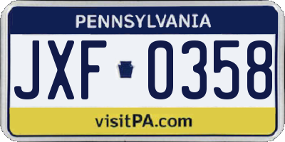 PA license plate JXF0358