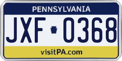 PA license plate JXF0368