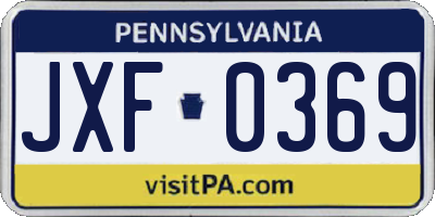 PA license plate JXF0369
