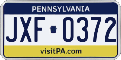 PA license plate JXF0372