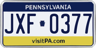 PA license plate JXF0377