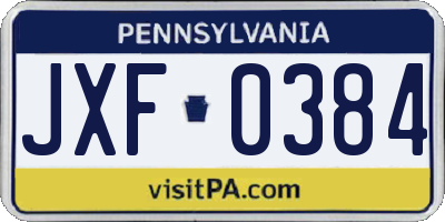 PA license plate JXF0384