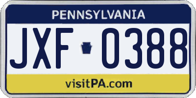 PA license plate JXF0388