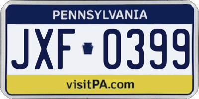 PA license plate JXF0399