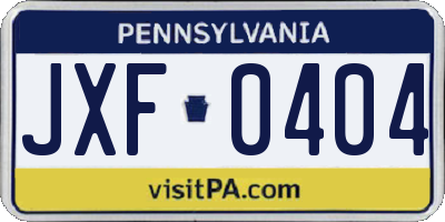 PA license plate JXF0404