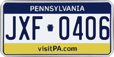 PA license plate JXF0406