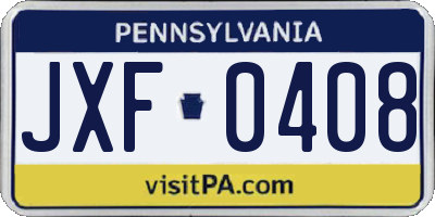 PA license plate JXF0408