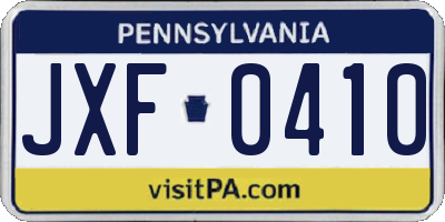PA license plate JXF0410