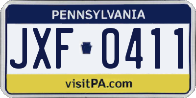 PA license plate JXF0411