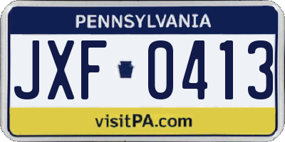PA license plate JXF0413