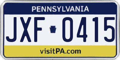 PA license plate JXF0415