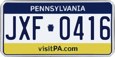 PA license plate JXF0416