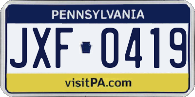 PA license plate JXF0419