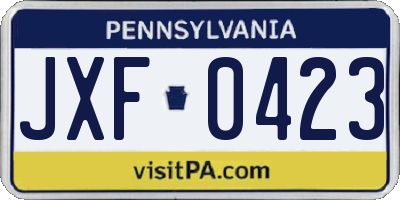 PA license plate JXF0423