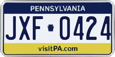 PA license plate JXF0424