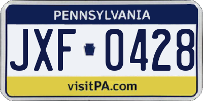 PA license plate JXF0428