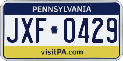 PA license plate JXF0429