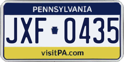 PA license plate JXF0435