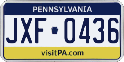 PA license plate JXF0436