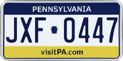 PA license plate JXF0447