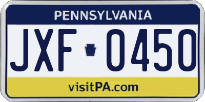PA license plate JXF0450