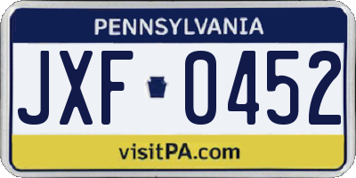 PA license plate JXF0452