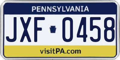 PA license plate JXF0458