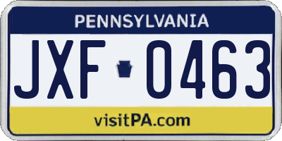 PA license plate JXF0463