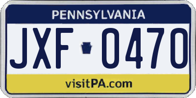 PA license plate JXF0470
