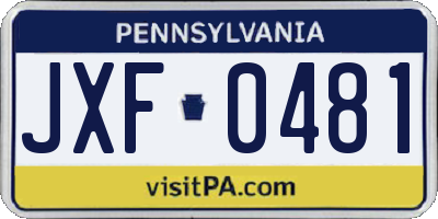 PA license plate JXF0481