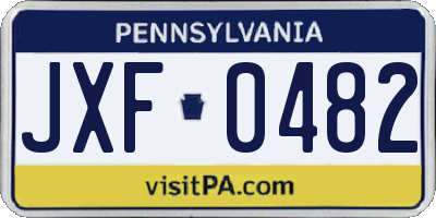 PA license plate JXF0482