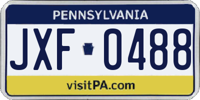 PA license plate JXF0488