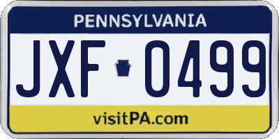 PA license plate JXF0499