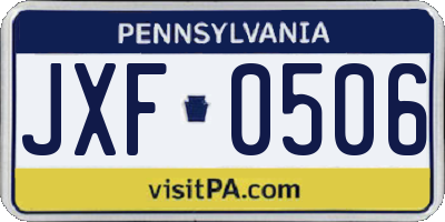 PA license plate JXF0506