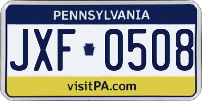 PA license plate JXF0508