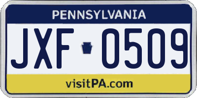 PA license plate JXF0509