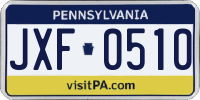PA license plate JXF0510