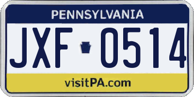 PA license plate JXF0514