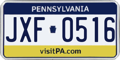 PA license plate JXF0516