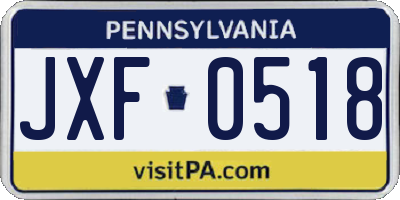 PA license plate JXF0518