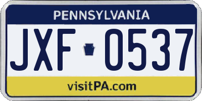 PA license plate JXF0537