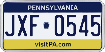 PA license plate JXF0545