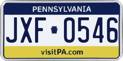 PA license plate JXF0546