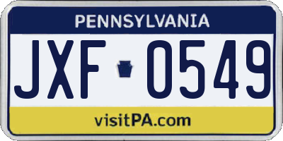 PA license plate JXF0549
