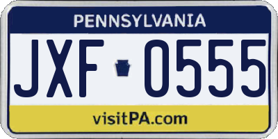 PA license plate JXF0555