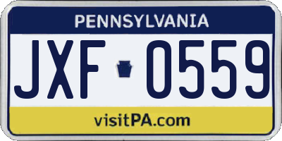 PA license plate JXF0559