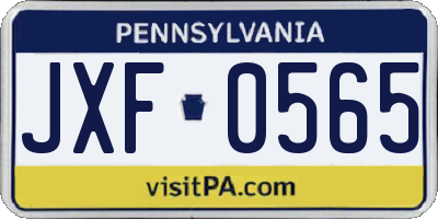 PA license plate JXF0565