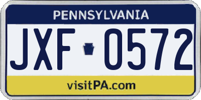 PA license plate JXF0572