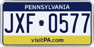 PA license plate JXF0577